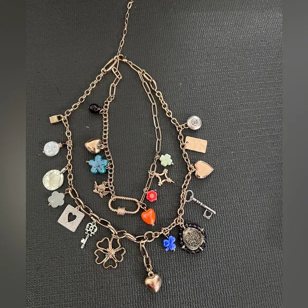 Free People 🍀Gold Charm Necklace with Multicolor Accents - Image 3