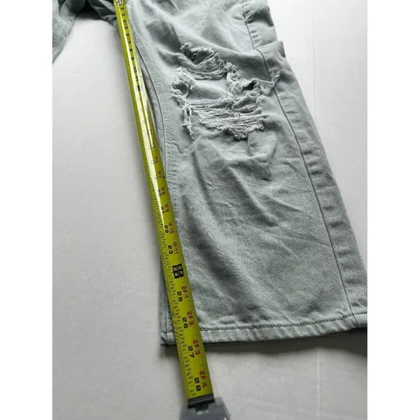 American Eagle Sz 14 Sage Green Womens Ripped High Rise Straight Mom Jeans - Image 8