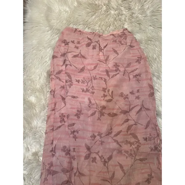 Vintage Norton McNaughton Women's Size Large Midi Skirt Light Pink Mauve Floral - Image 2