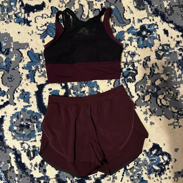 Lululemon Maroon Fast and Free Running Mesh Double Layer Sports Bra - Image 2