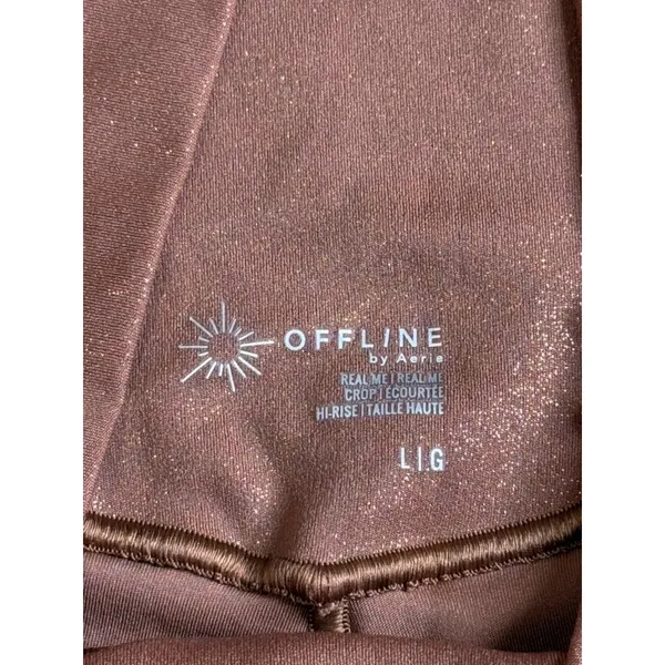EUC Offline by Aerie brown shimmery sparkle CROP 14" inseam Bikers Shorts size L - Image 3