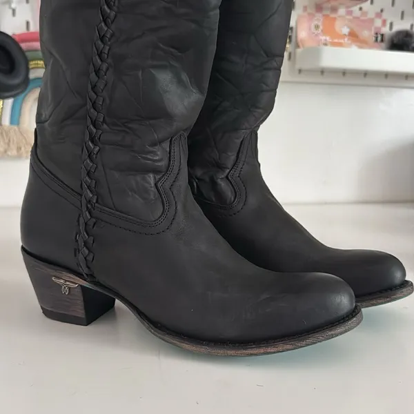 Lane Women's Plain Jane Charcoal Tall Western Boots EUC - Image 7