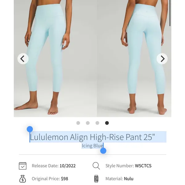 Lululemon Align High-Rise Pant 25" Icing Blue 14 women - Image 3