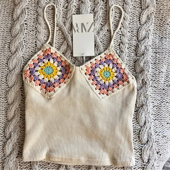ZARA Crochet Crop Tank Top XS-S NWT‎ - Image 3