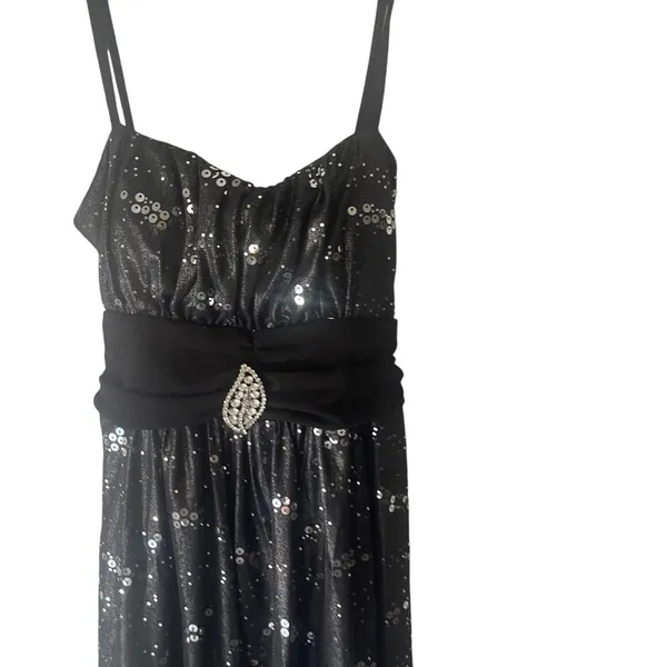 Rockin Town Y2k 2000s Size Small Sequin Whymsical‎ Feather Mini Going Out Dress - Image 2