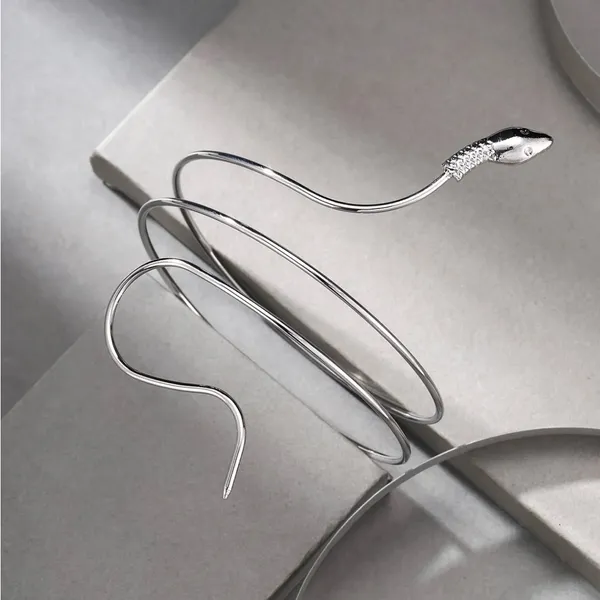 Chic Vintage Inspired Simple Snake-Shaped Silver‎ Plated Zinc Alloy Armband - Image 5