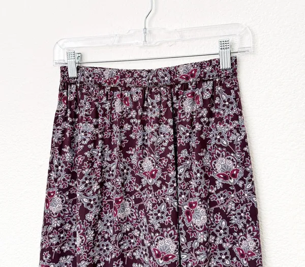 [Abercrombie & Fitch] Purple Floral Paisley Print Lace Trim Midi Skirt Sz Medium - Image 3