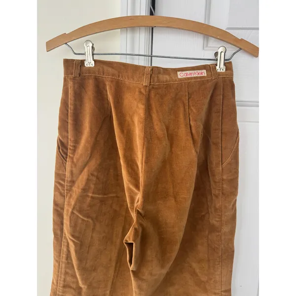 Calvin Klein Vintage Cotton Corduroy Pant Tan High Waist Wide Leg Trouser Size 8 - Image 4