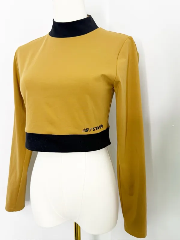 New Balance x STAUD Crop Active Top Wheat Black Size M - Image 2