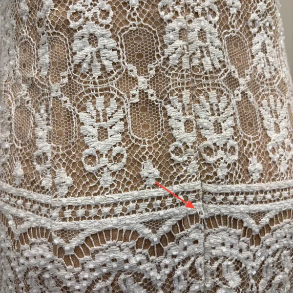 VTG 90s NiteLine White Lace Beaded Tan Mini Dress 2‎ Bridal Goth Witchy Coquette - Image 14