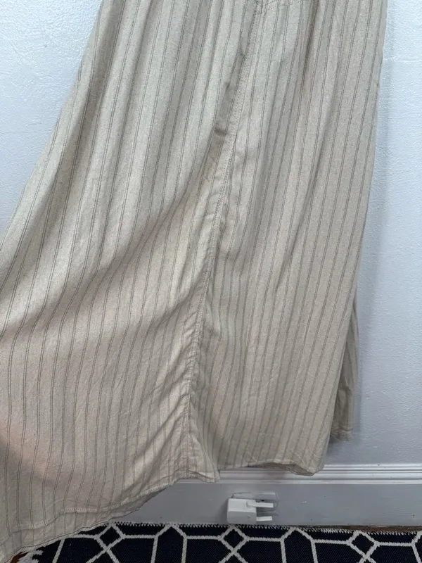 Max Studio London Maxi Skirt Size M Beige Pin Striped Elastic Waist with Pockets - Image 5