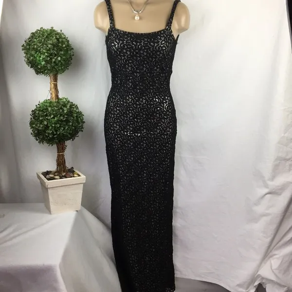Jessica McClintock Black & Silver Vintage Long Maxi Dress 5-6 - Image 3