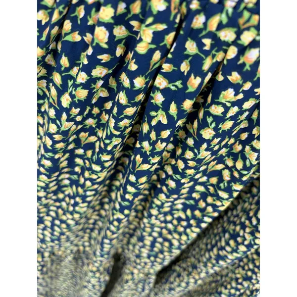 HYFVE Dress‎ Women S Navy Yellow Floral One Shoulder Smocked Tiered Midi - Image 6