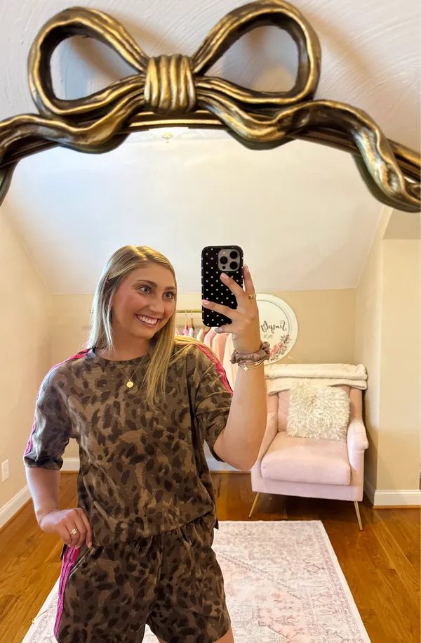 Cheetah print shorts and top set Brown - Image 3