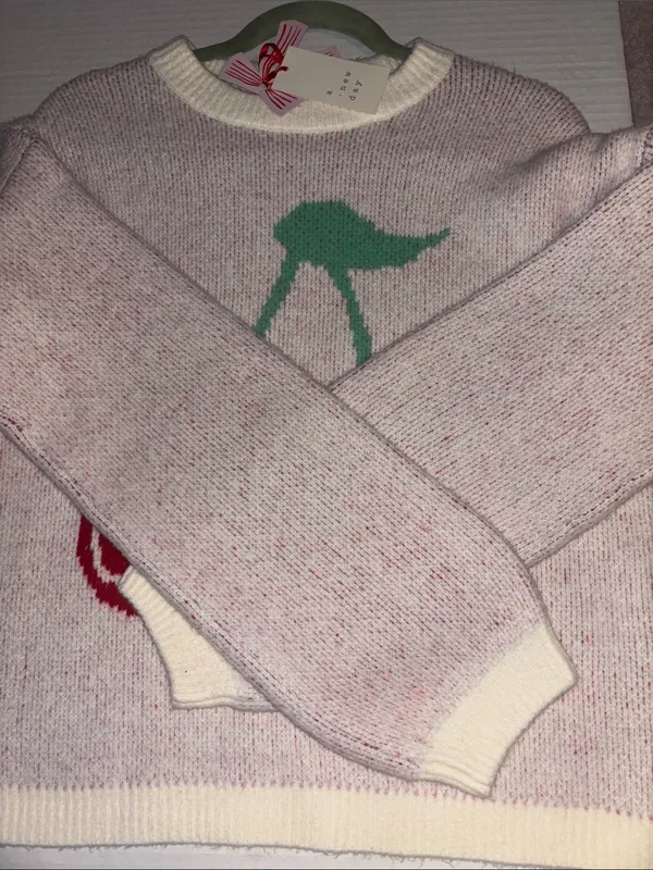 A New Day…Soft White And Pink Knit Pull Over Sweater With Red Cherry Graphic Nwt - Image 8