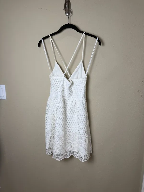 Abercrombie & Fitch Eyelet Lace White Sundress Dress Size XS - Image 6