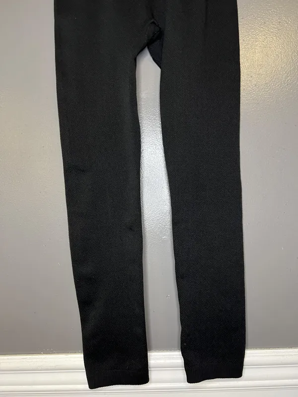 Tahari Leggings Womens L/XL Black High Rise Knit Herringbone Stretch Ankle Pants - Image 5