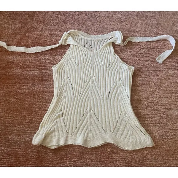 Knitted Cream Stretch Sleeveless Top Size S-L Brand New - Image 6
