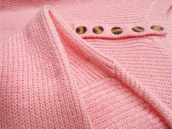 Amazon Coral Pink Oversized Henley Button Pullover Knit Sweater - Image 7