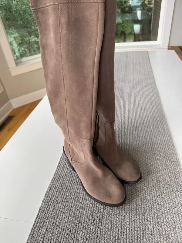 Seychelles Taupe Suede Over-the-Knee Block Heel Boots Sz 8 - Image 13