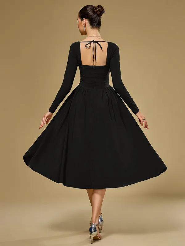 Parthea Long Sleeve Tie Back A-Line Dress - Black size M - Image 11