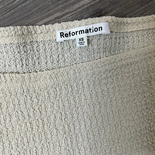 Reformation Cream Textured Knit Top - Image 3