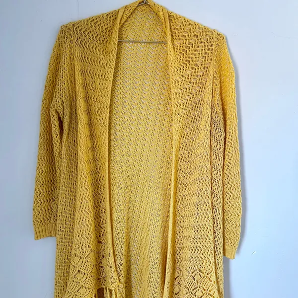 Boutique Yellow Knit Duster Cardigan Sweater - Image 3