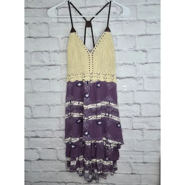 NWT Boot Barn Shyanne Crochet Boho Dress Purple Southwestern Aztec Festival S - Image 2