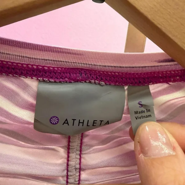 Athleta Purple Striped Half-Zip Long Sleeve‎ Athletic Top Size S - Image 3