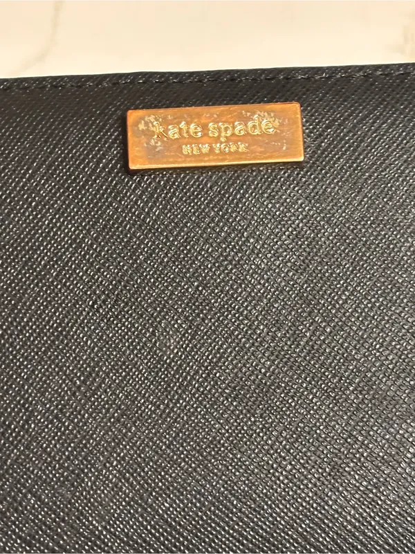Kate Spade Black Wallet 4” x 7” cardholder, pockets. Coin holder/ ID window - Image 3