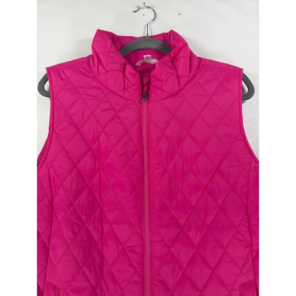 Time and Tru Women's XL Diamond Quilt Core Vest Shocking Pink Coquette NWT - Image 9