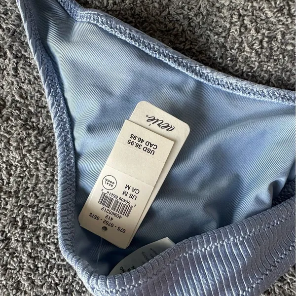 AERIE Blue Ribbed Halter Bikini Top - Image 4
