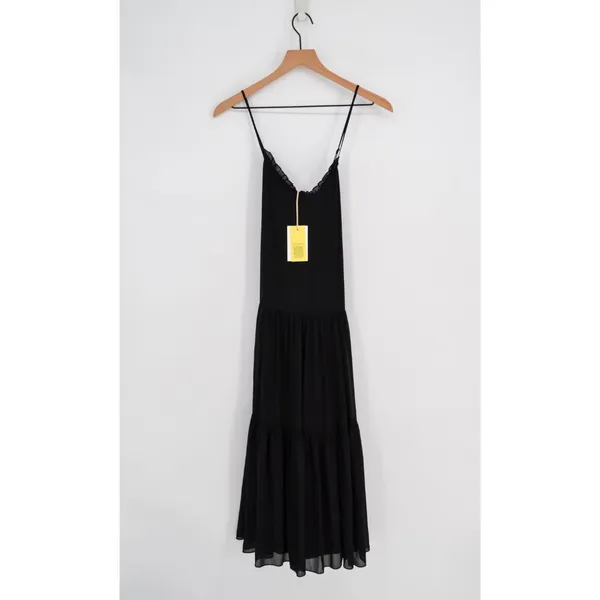 Aritzia Wilfred Sunshine Midi Dress Black Women's XS Tiered Romantic Whimsical - Image 3