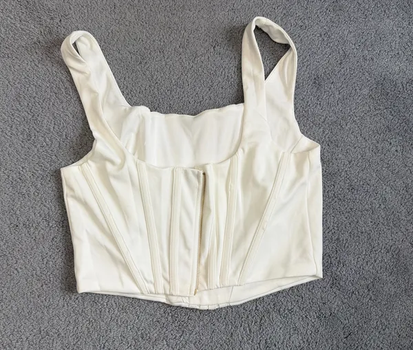 Boutique crop white corset Size L - Image 2