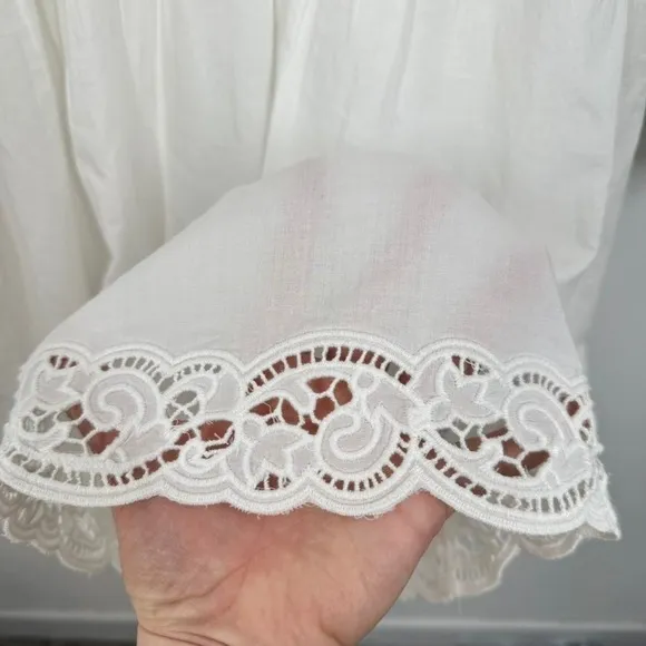 Madewell White Lace‎ Crochet Tuxedo Pleat Tunic Dress XL Cottagecore Cute NWT - Image 3