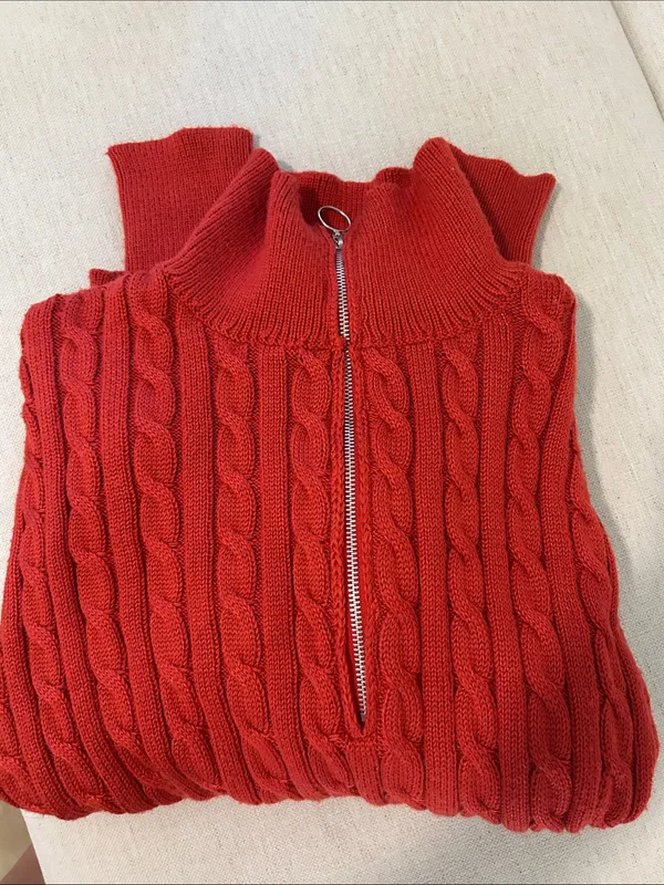 Petal & Pup Frida Cable Knit Half Zip Sweater, Red, Size XL, NWOT Display - Image 6