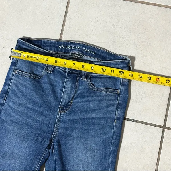 American Eagle Women Blue‎ Denim Hi-Rise Jegging Jeans Next Level Stretch size 0 - Image 8
