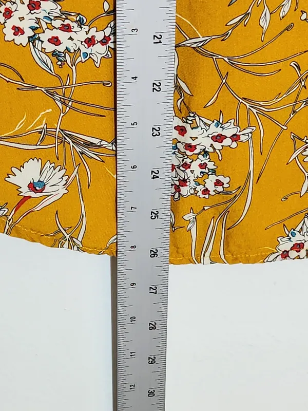 Gigio Mustard Yellow Boho Peasant Blouse Floral and Stripe Print Size Large - Image 8