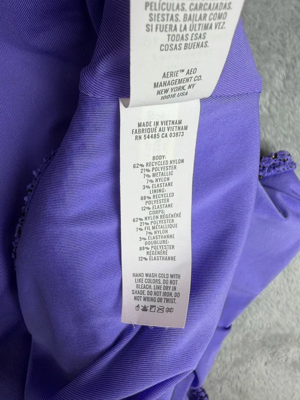 Aerie Lurex Crinkle Babewatch One Piece Swimsuit Purple Size XL - Image 8