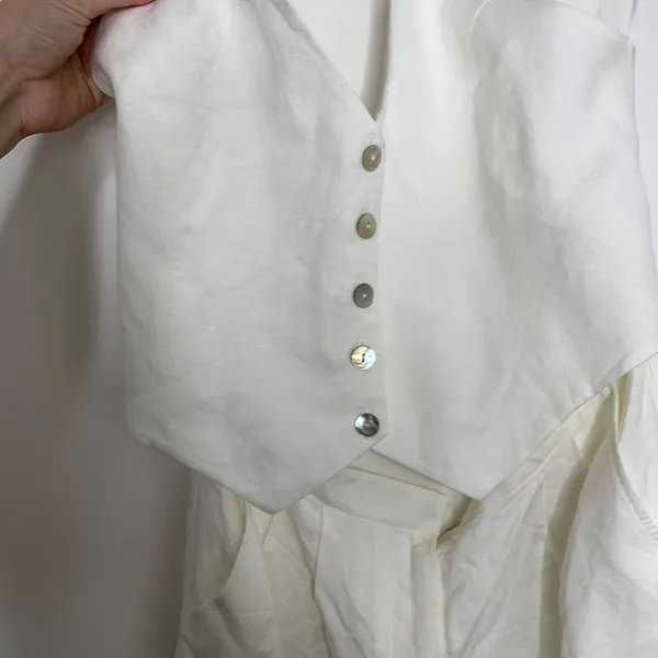 Amanda Uprichard Isadore Romper Linen White Womens XL Revolve - Image 9