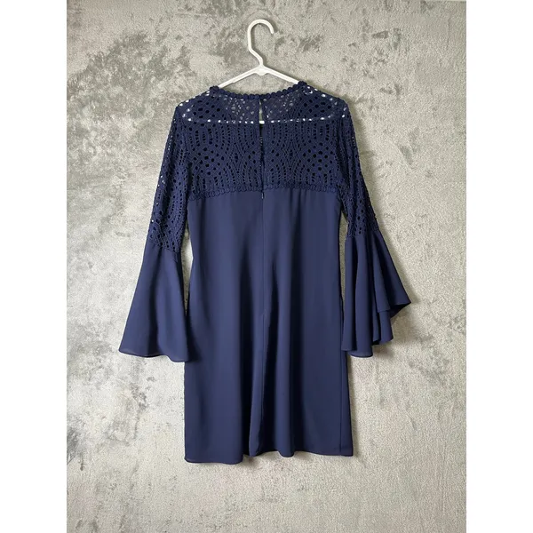 Lilly‎ Pulitzer Amenna Bell Sleeve Lace Dress Size 6 Navy Romantic Boho Chic - Image 3