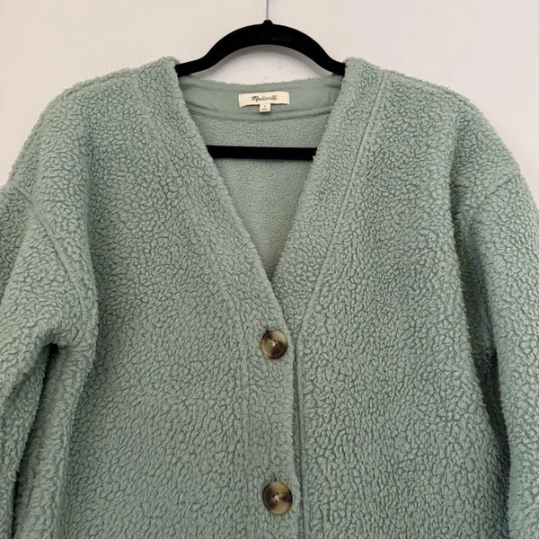 Madewell (RE)sourced Fleece Crop Cardigan Mint Green - Image 4