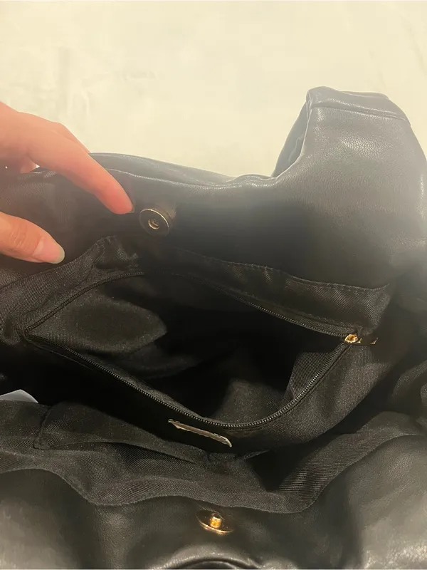 A New Day Black Puffy Ruched Shoulder Bag Tote - Image 4