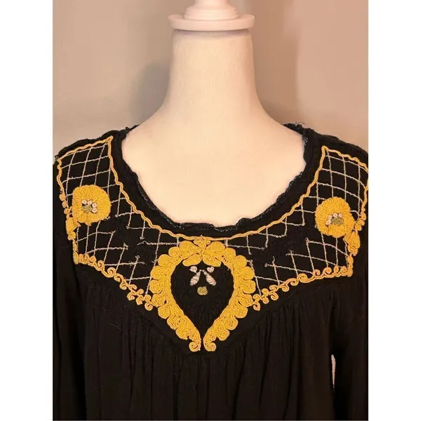Free People Crepe Crop 3/4 Sleeve‎ Blouse size L BIN O - Image 3