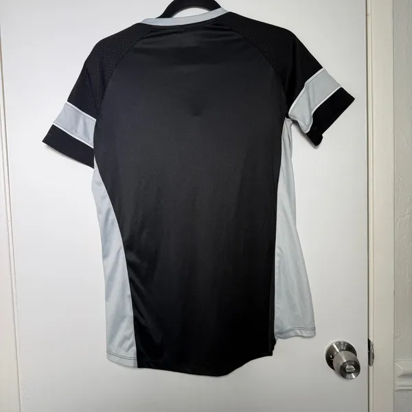 NFL Raiders Black and Gray Lace-Up V-neck Jersey Top Womens Small - Image 6
