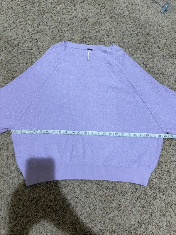 Free People Found My Friend Textured Pullover Sweatshirt Lilac Purple Small - Image 9
