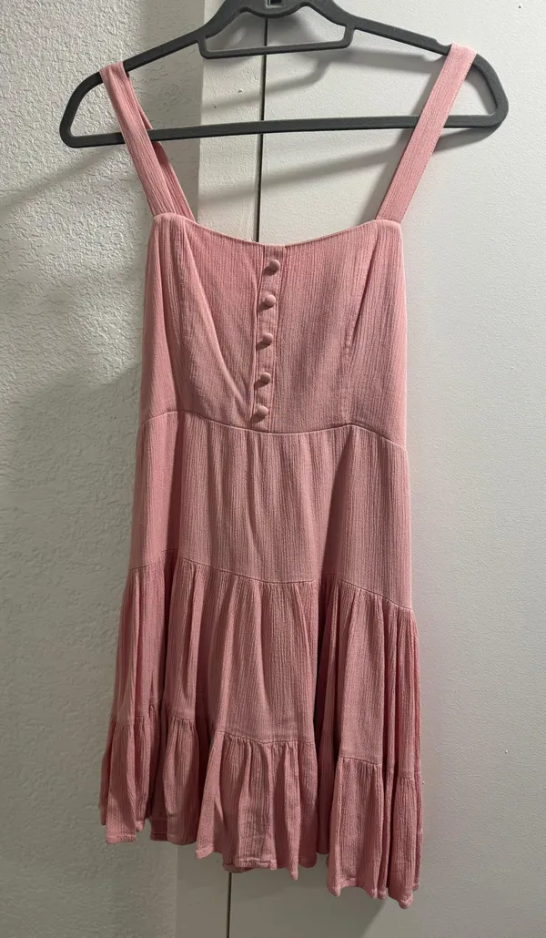 Button Tiered Mini Dress - Image 3