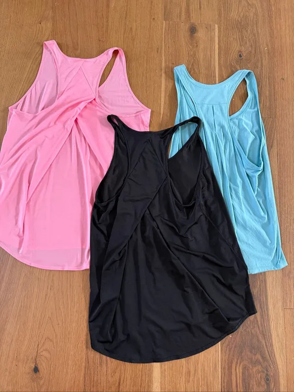3 Lululemon Tanks Relaxed Fit T Back Pink Blue Black 10 - Image 5