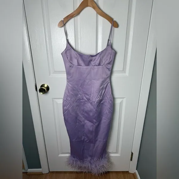 House of CB Helena Orchid Satin Midi Dress XS - Image 3