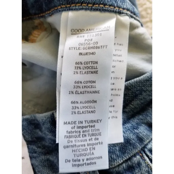 Good American Good Classic Skinnyish Fit Raw Hem Blue Hi-Rise Jeans Sz 6/28 - Image 11